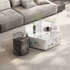 Ashea 35.4"+ 19.7" Faux Marble Coffee Table Set for Livingroom, Glossy Sintered Stone Table top