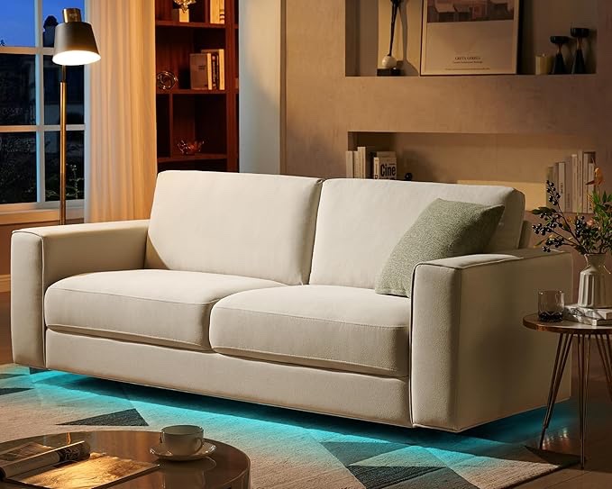 Modern Sofa, 89 inch 3 Seater Sofa with LED light, Floating Oversized Sofa for Living Room