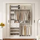 Navada 58.9" Freestanding Closet Organizer With Wood Drawers And Two Hanging Rods