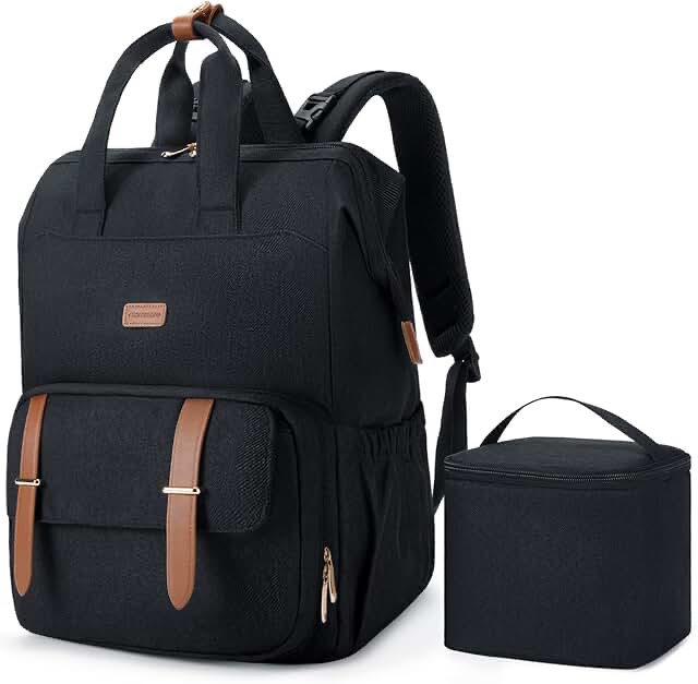 mommore Breast Pump Backpack for Spectra S1,S2 Medela Diaper Bag Backpack for Working Moms with 15.6 inch Laptop Sleeve, Black