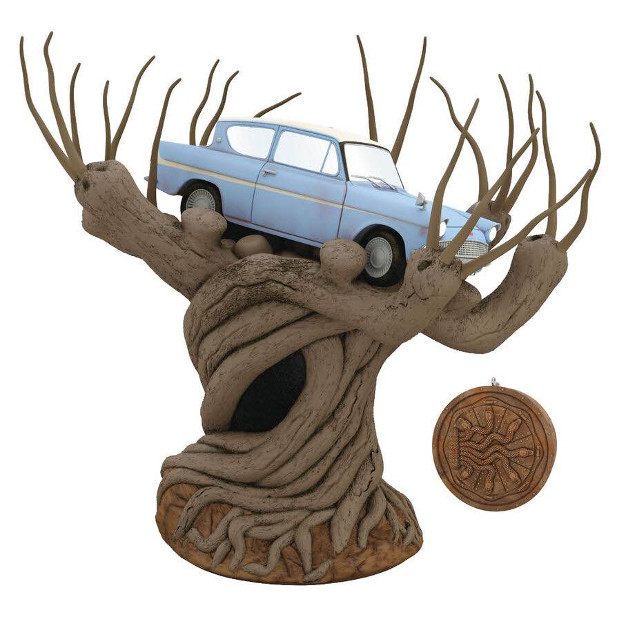 Harry Potter and the Chamber of Secrets™ Collection Flying Ford Anglia in the Whomping Willow™ Tree Topper With Light and Sound $144.99