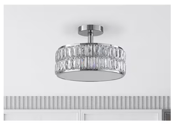 Chrome LED Semi Flush Mount Light
