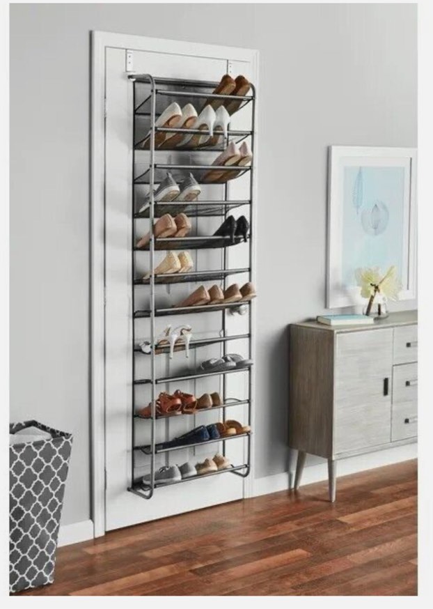 Mainstays 12-Tier Over The Door Shoe Rack Metal Gray