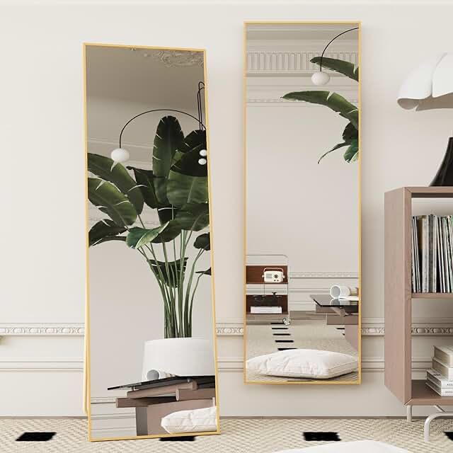 gold body mirror with stand 