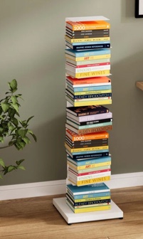 Zumar 49.6 "H 6 Layers Invisible White Bookshelves,Free Standing Bookcase