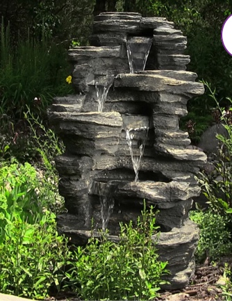 Varner Rocky Falls Polystone Outdoor Water Fountain with Lights