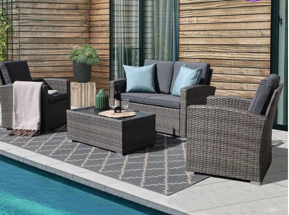 Betsi 4 Piece Rattan Sofa Seating Group with Cushions(incomplete)