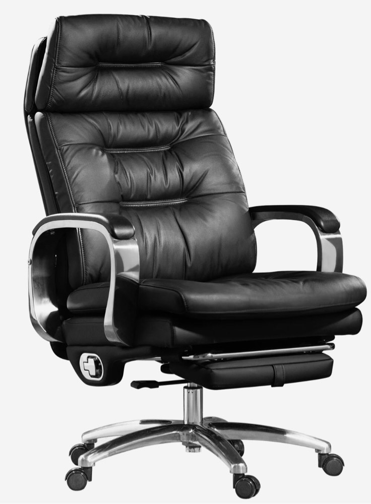 Kinnls Vane Genuine Leather Office Executive Chair with Footrest Management