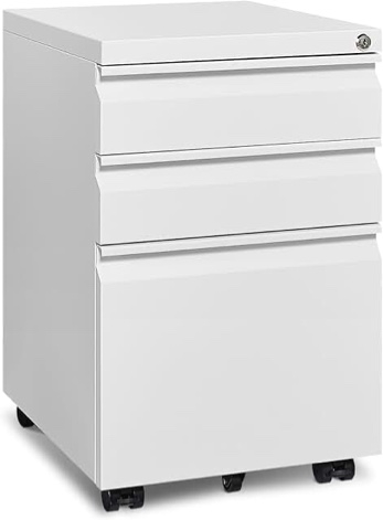 15.3" W 3 Drawer Lockable Mobile Steel Vertical Filing Cabinet for A4/Legal Size Fully Assembled