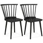 Costway Rubber Wood Windsor Dining Chairs Set Of 2 With Spindle Back For Living Room