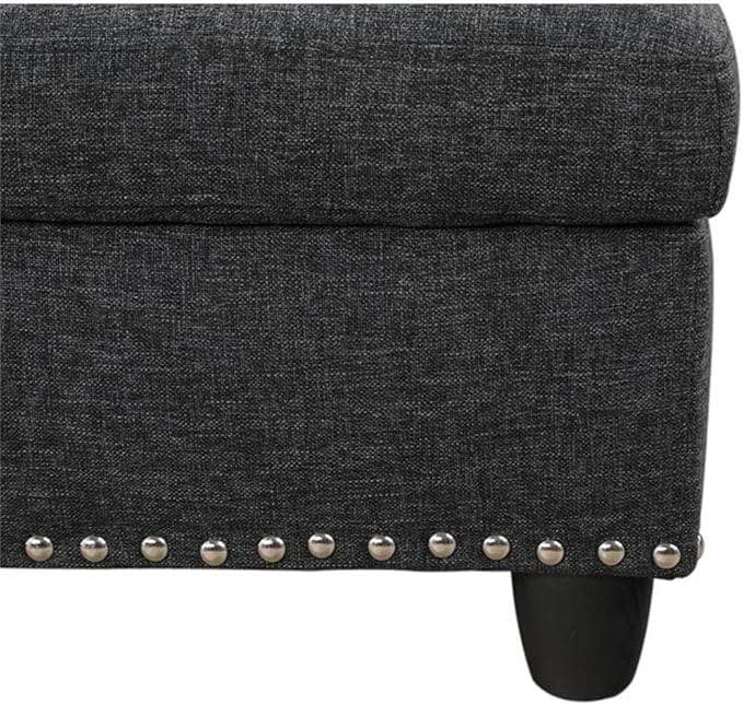 Devion Furniture Polyester Fabric Sectional Sofa with Lift-top Storage Ottoman, Tufted Design, in Dark Gray Finish Visit the Devion Furnitur