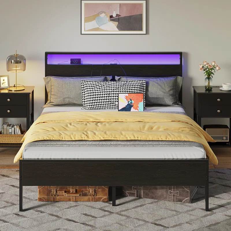 Deviana Metal Bed Frame with Headboard & Footboard