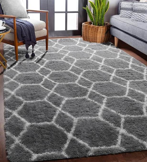 Gray With White Line  UltraSoft Area Rug 
