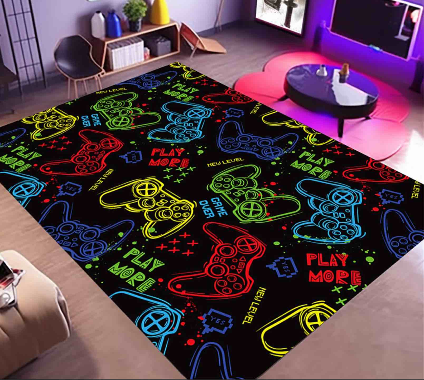 Colorfull Video Game Square Area Rug 