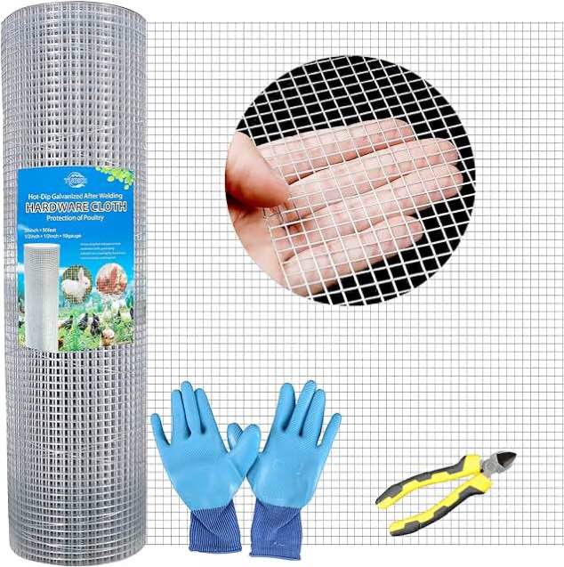 GoldPeak 19 Gauge Hardware Cloth 1/2 inch 48 x 50 ft - Chicken Wire Mesh Roll Welded Wire Fencing Gopher Mesh Wire Cloth Tree Guard Garden Fence