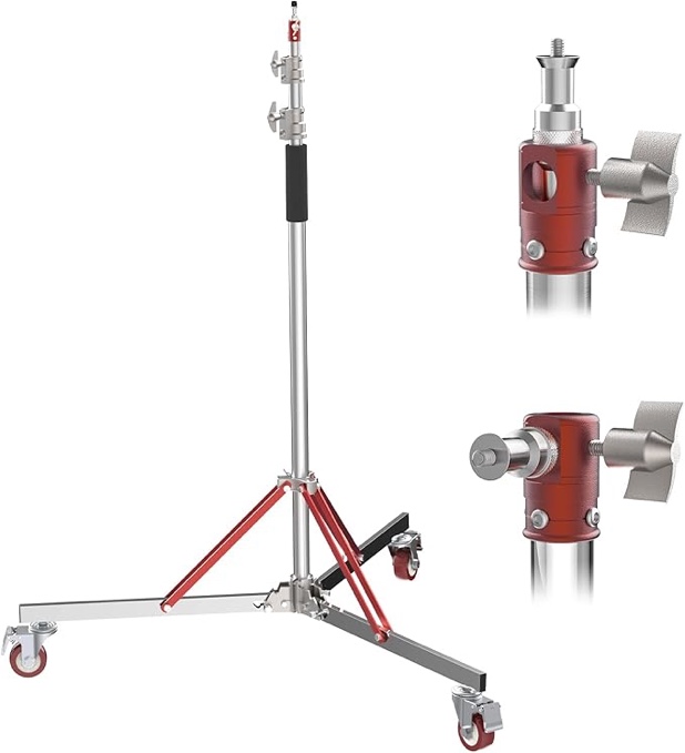 Heavy Duty Light Stand for Photography: Max Load 66lb - Takerers LS12 10.3ft/124 Adjustable Stainless Steel Tripod Stands with 1/4" to 3/8" Universal Screw, Carry Bag for Softbox, Strobe