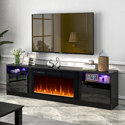 Glenyce TV Stand for TVs up to 88" with Electric Fireplace Included