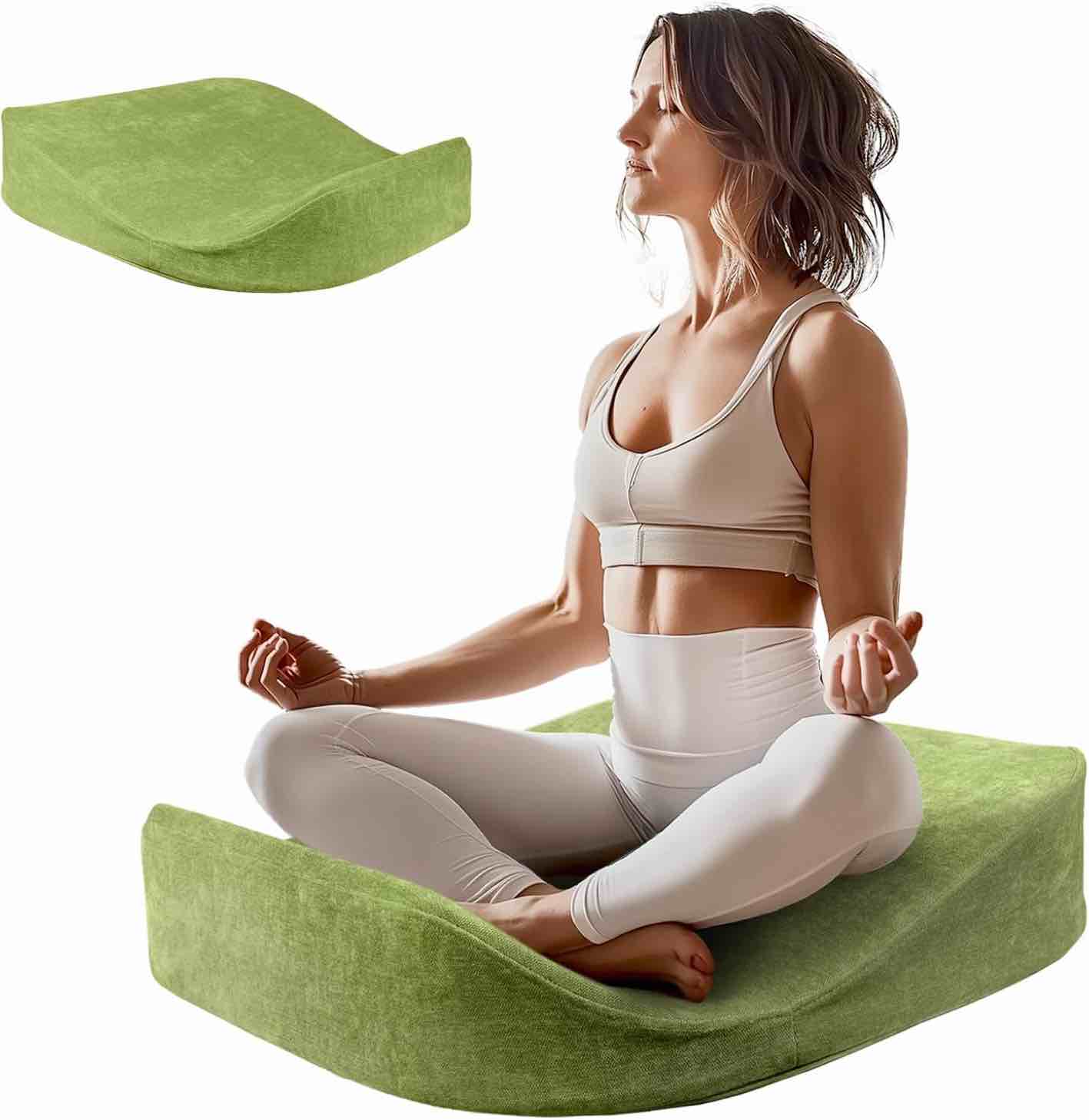 Meditation Cushion - Floor Pillow For Women,Large Comfortable Meditation Pillow, Foam Floor Cushion Seating For Adults - Premium Yoga Pillows For Adults Meditation Gifts For Women,Men Green