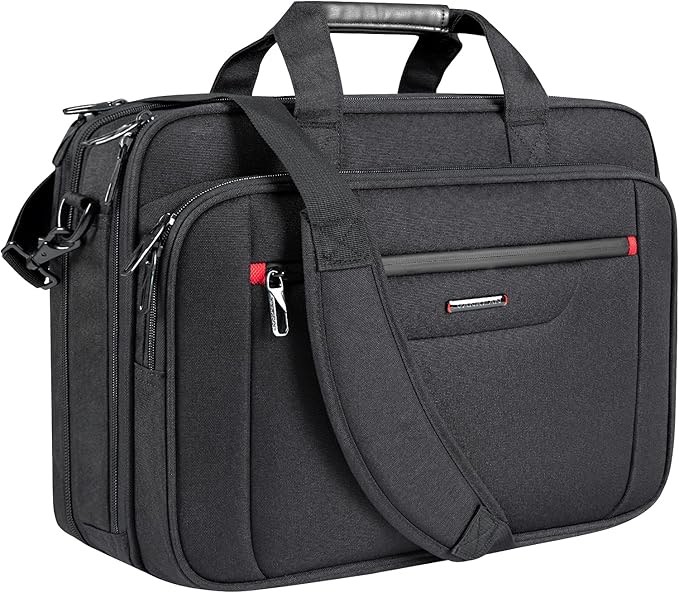 VANKEAN Laptop Briefcase Premium Laptop Case Fits Up to 17.3 Inch Business Shoulder Bag Laptop Expandable Water-Repellent Messenger Bag for Men/Women Computer Bag for Travel/Business/Black