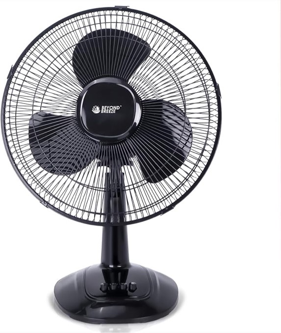 Oscillating Table Fan, 12” Blades Quiet 3-Speed Adjustable Tilt Fan with Safety Metal Grill, Ideal for Home, Office, Dorm, Upgrated Version Black