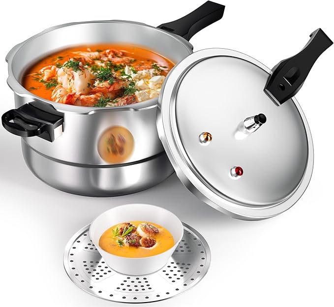 ( incomplete) WantJoin 8Qt Aluminum Pressure Cooker w/Release Valve & Multiple Protective Devices,Pressure Canner Compatible with Gas & Induction Cooker,Canner Rack Included