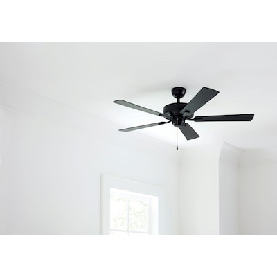 Harbor Breeze Cypress Point 52-in Matte Black with Black/Gray Oak Blades Indoor Downrod or 