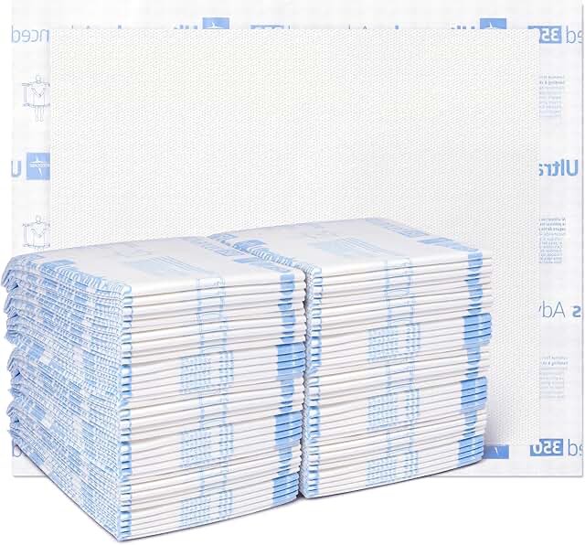 Medline Ultrasorbs Advanced Extra Strength Drypads, 30" x 36", 70 Count, Super Absorbent Disposable Pads, Incontinence Bed Pads, Chucks Bed Pads, Elderly, 350 lb Repositioning Capacity