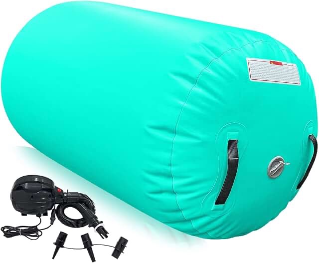 Air Tumbling Mat Tumble Track With Electric Pump?Inflatable Gymnastics Barrel Roller for Home Use,Gym Training,Cheer leading,Yoga