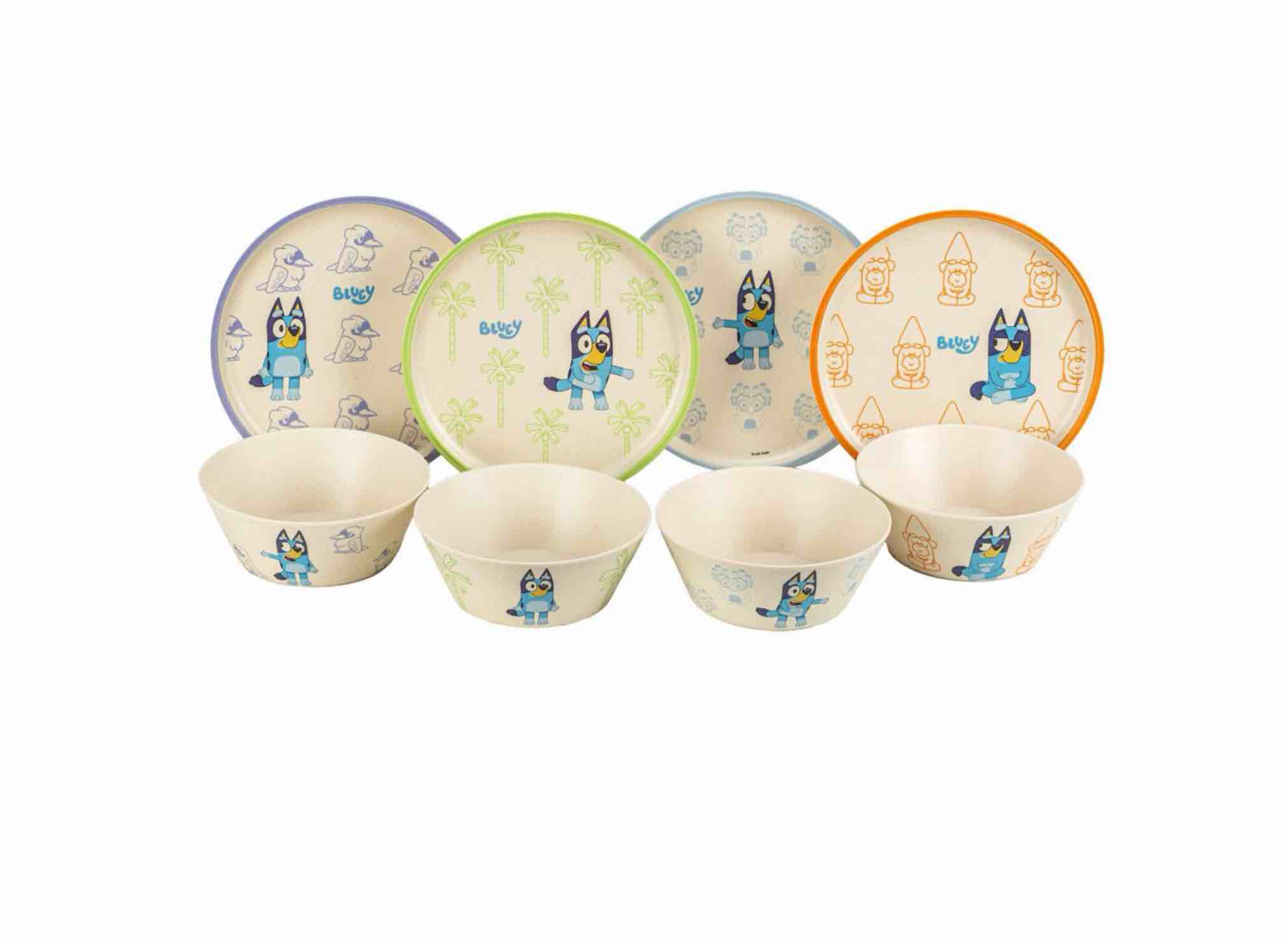 Zak Designs 8-Piece Bamboo Melamine Kids Dinnerware Set 