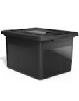 iris FB-21E/FB-21EE IRIS USA Plastic File Box Organizer with Secure Durable Latching, black 4 pack