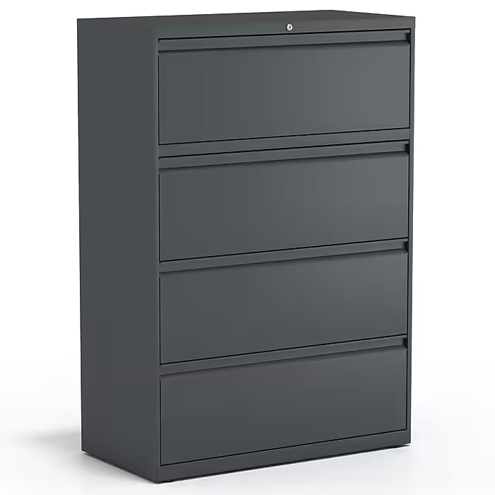 4 drawer 36” w lateral file cabinet charcoal heavy duty 20886