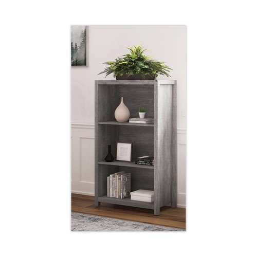 Whalen Fallbrook Bookcase, Three-Shelf, 28w x 14d x 48.25h, Smoked Ash/Rustic Warm Gray