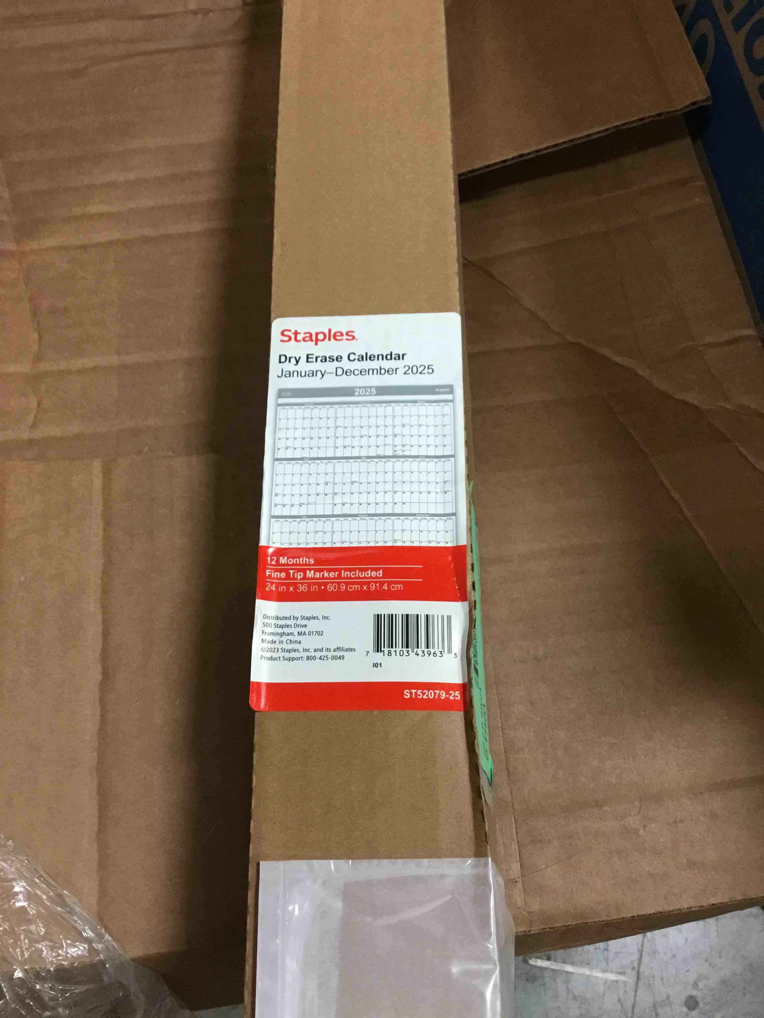 staples dry erase calendar Jan-dec 2025 24” x 36”