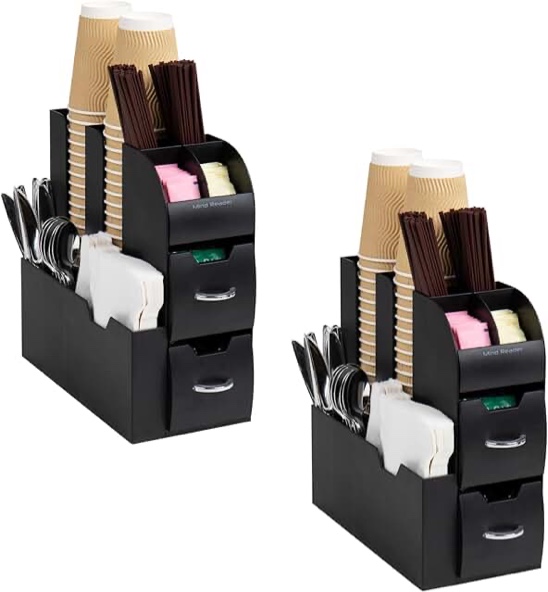 Mind Reader Coffee Upright condiment organizer, 6 x 12 x 12, Black