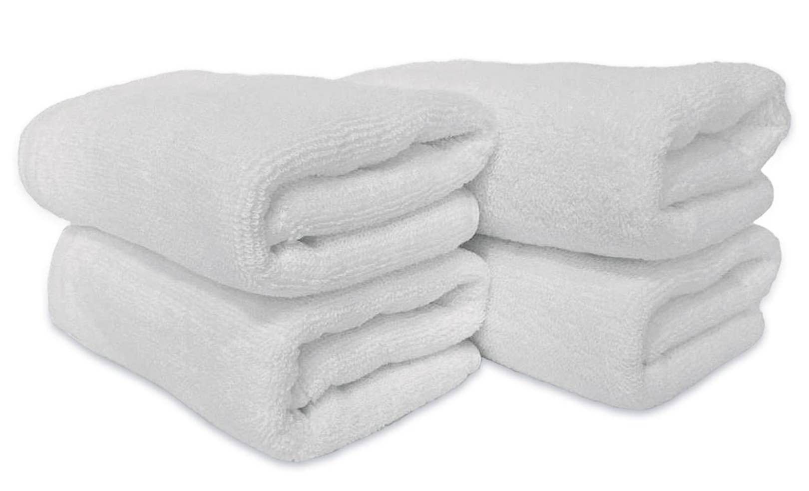 Set of 4 Hand Bath Towels, Premium Made of Super Soft Cotton, Absorbent Perfect for Daily use, for Bath, Gym, spa, Color (White) Size: 35 * 70cm.