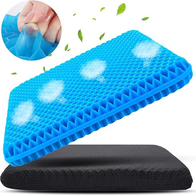 Large Gel Seat Cushion for Long Sitting Soft & Breathable, Gel Cushion for Wheelchair Reduce Sweat, Gel Chair Cushion for Hip Pain, Gel Seat Cushion for Office Chair