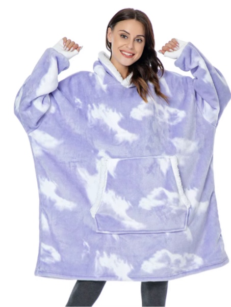 Oversized Hoodie Sweatshirt Women Tie Dye Hoodies Fleece Giant Wearable Blanket With Sleeves Winter Pullover 