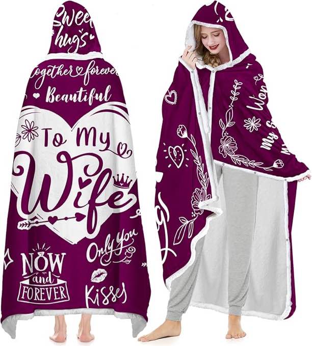 Christmas Gifts for Wife Blanket Hoodie from Husband, To My Wife Wearable Blanket