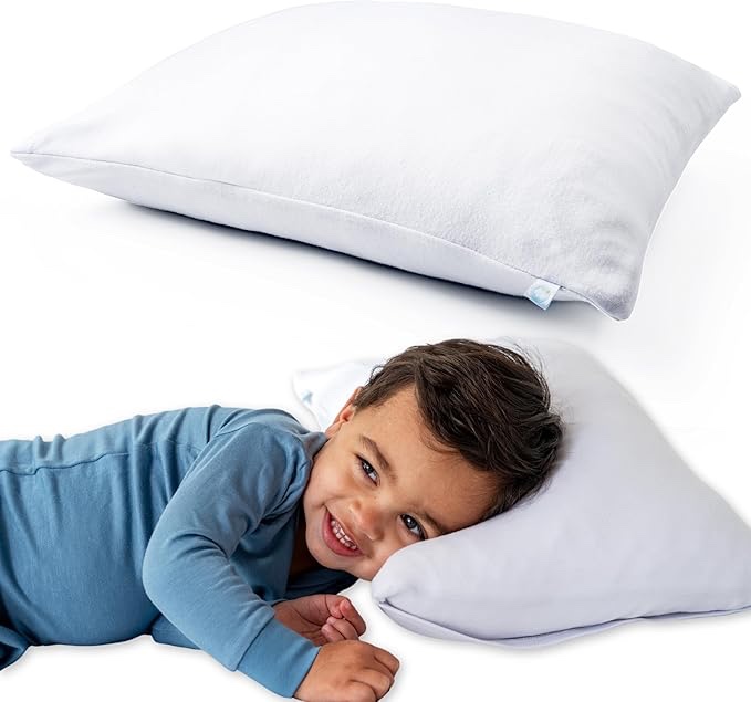 BABY Toddler Pillow (1-Pack): Includes 100% Cotton Pillow + White Viscose Pillowcase (97% Viscose, 3% Spandex) - Small Pillow, Travel Pillows for Sleeping