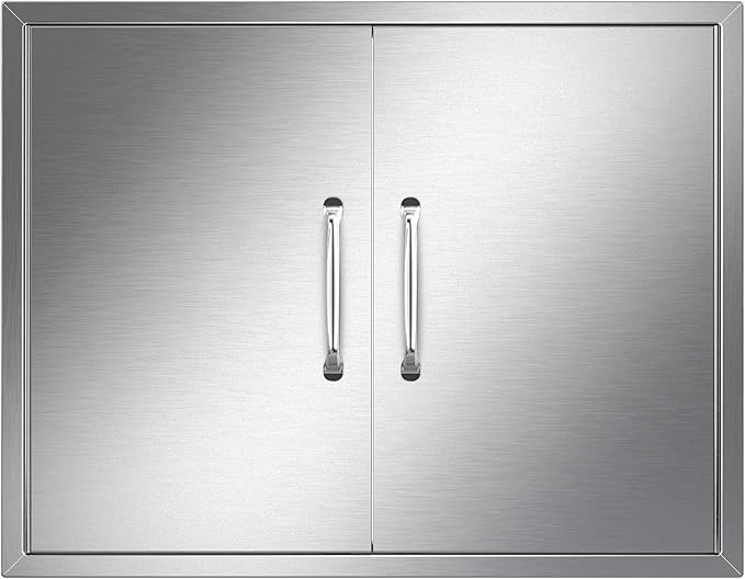 YITAHOME BBQ Double Access Door 31W x 24H Inch, Outdoor Kitchen Doors 304 Stainless Steel Wall Construction Vertical for BBQ Island, Grilling Station, Outside Cabinet, Silver (FTOFSF-0029)