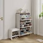 Shoe Rack Storage Organize, 28 Pairs Portable Double Row with Nonwoven Fabric Cover Shoe Shelf Cabinet for Closet