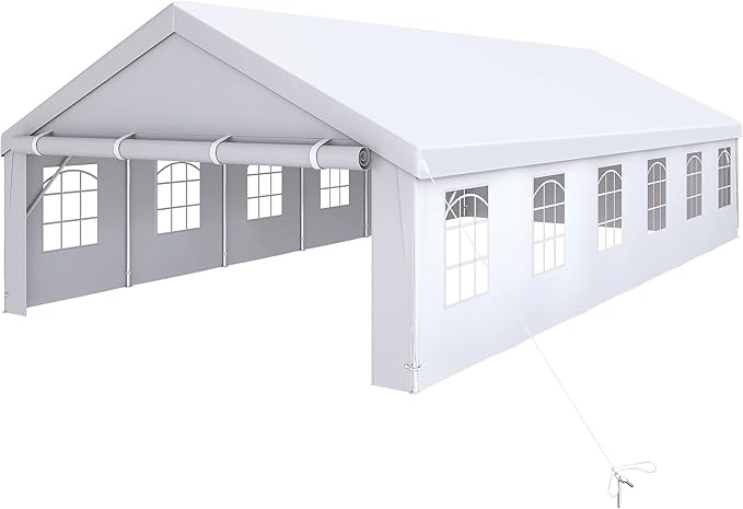YITAHOME 13x26FT Party Tent Heavy Duty Wedding Tent Event Shelters Outdoor Canopy Upgraded Galvanized Steel Carport with Removable Sidewall Windows for Commercial and Parties (White)