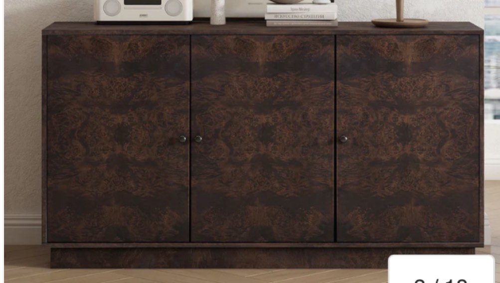 Wood Pattern Storage Cabinet with 3 Doors, Suitable for Hallway, Entryway and Living Rooms.