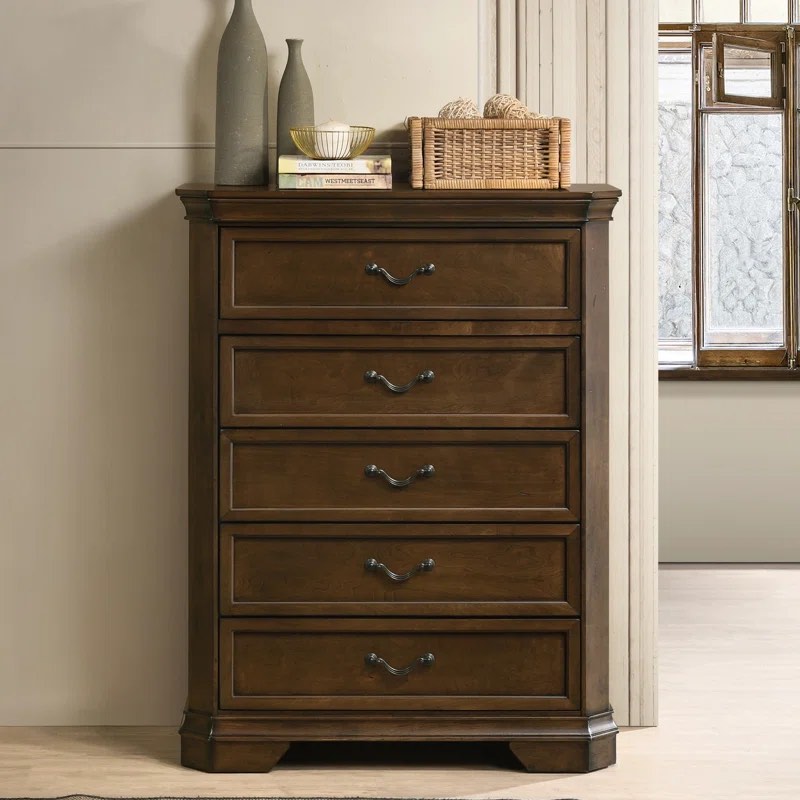 Ailany Traditional Wood Panel cabinet with 5 drawers