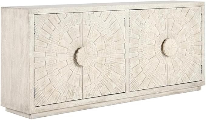 Classic Home Apollo 84" Solid Mango Wood Sideboard in White Wash