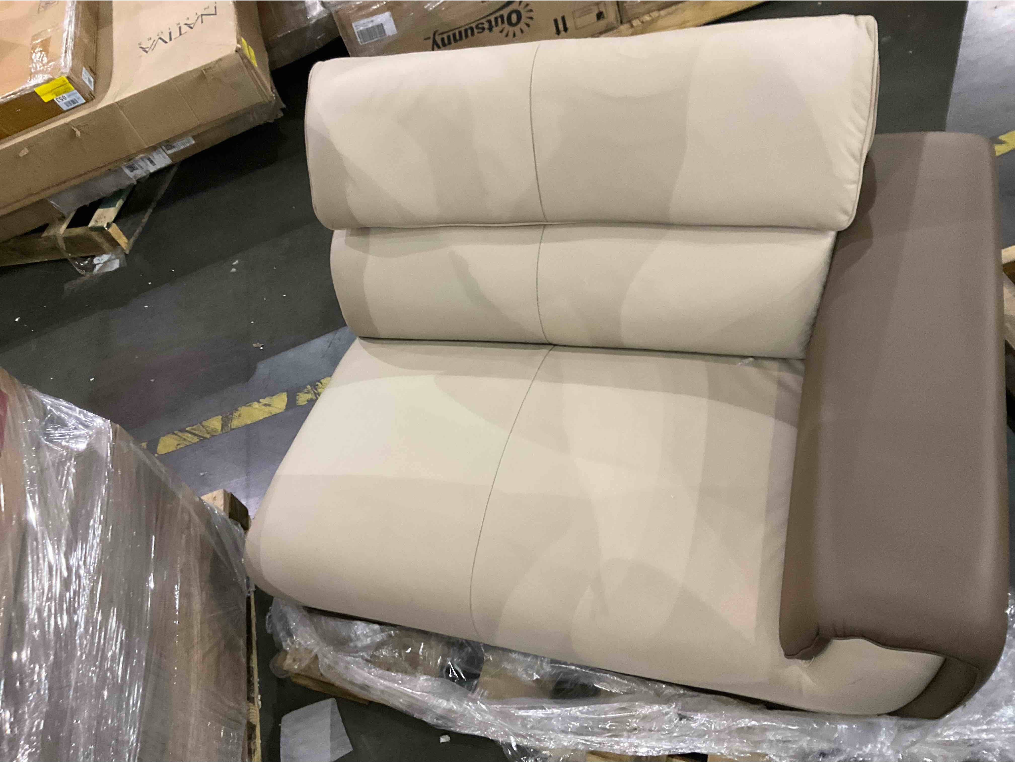 Khaki + Coffee Genuine Leather Module chair