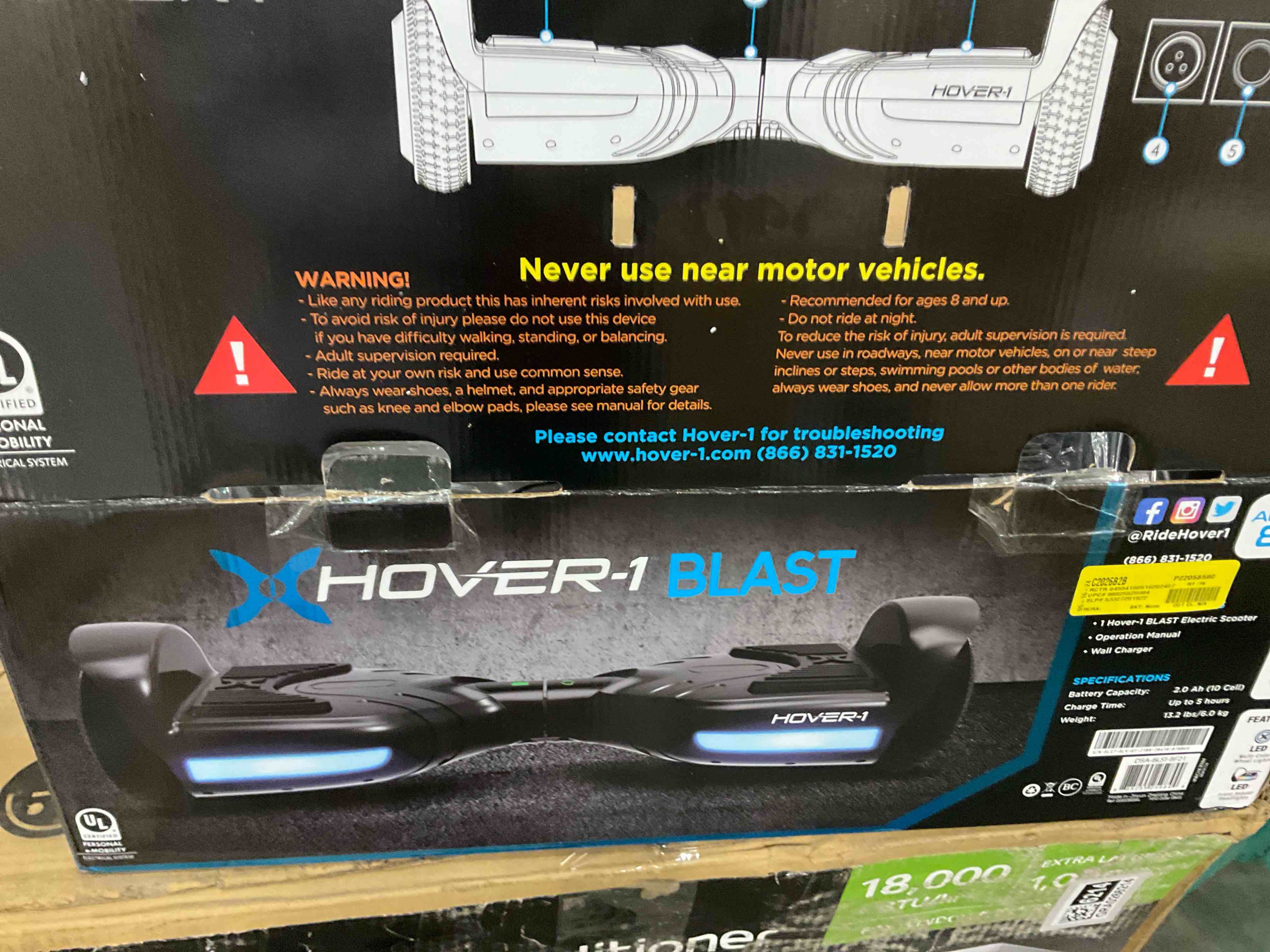 Hover-1 Blast Electric Self-Balancing Hoverboard with 6.5 Tires, Dual 160W Motors, 7 mph Max Speed, and 3 Miles Max Range