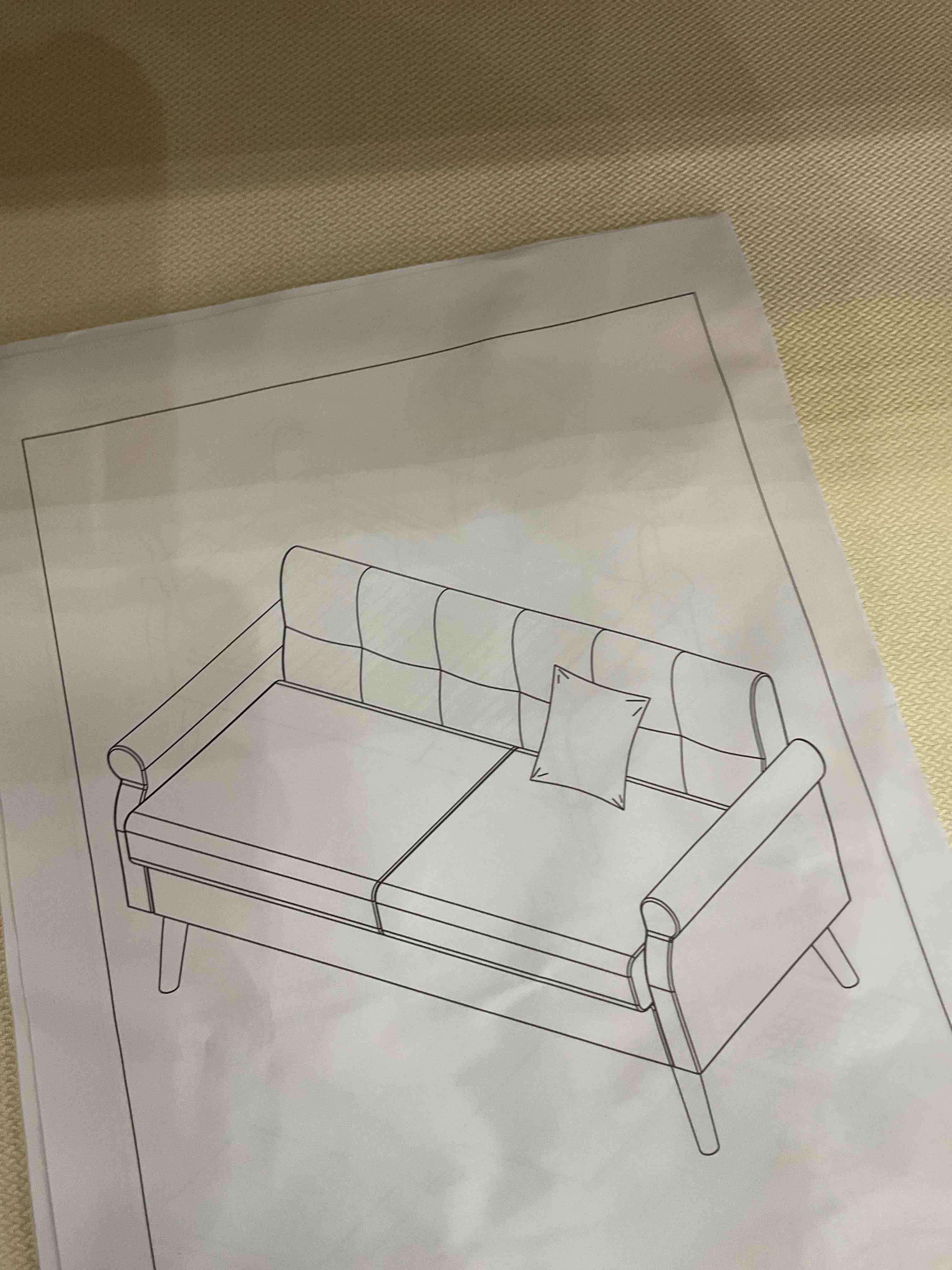 64" Upholstered Loveseat Linen Square Arm Sofa