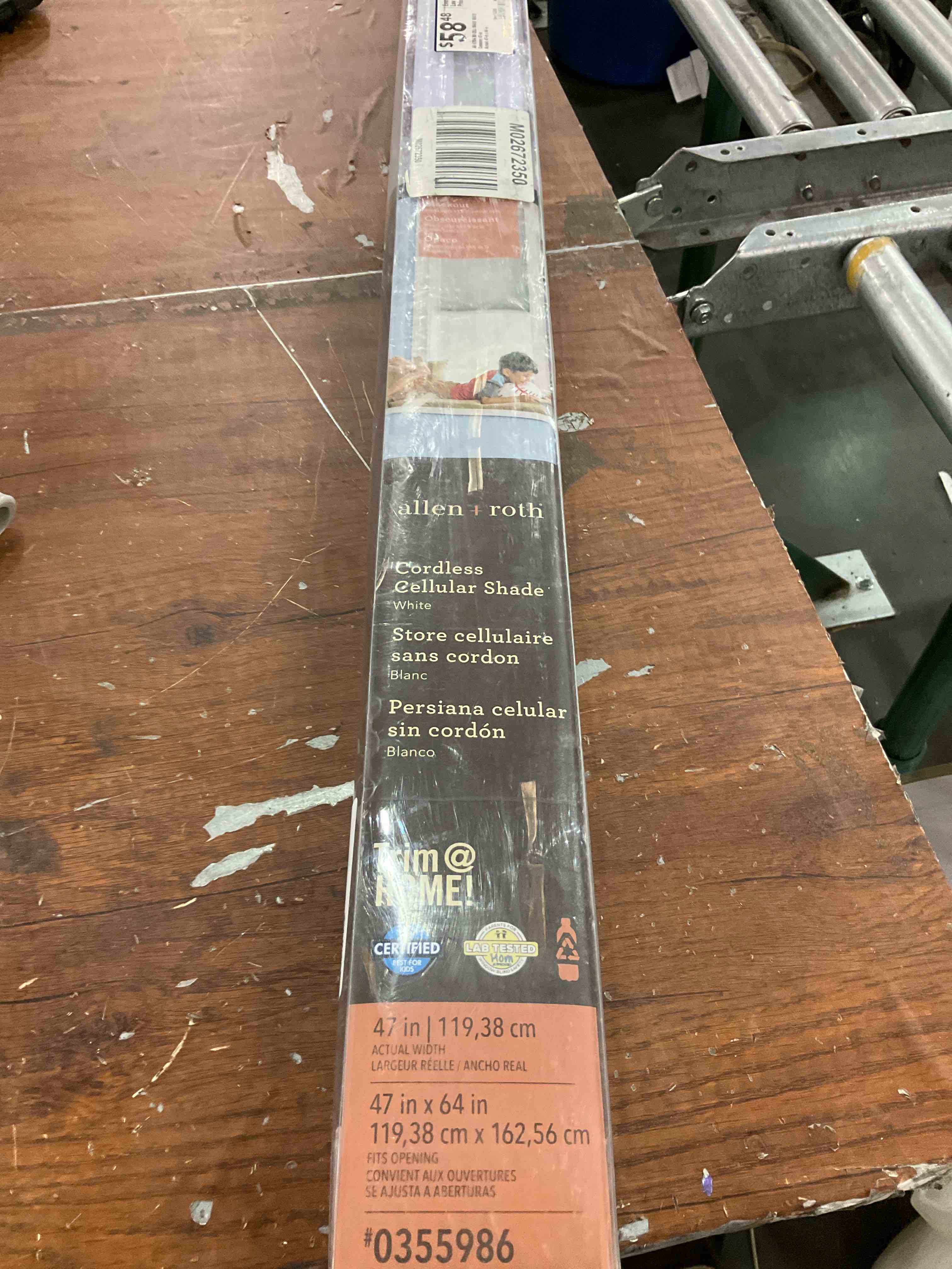 allen + roth 47-in x 64-in White Blackout Cordless Cellular Shade