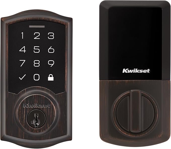 Kwikset SmartCode 270 Keyless Electronic Touchpad Deadbolt, Auto Door Lock, SmartKey Re-Key Security, Venetian Bronze
